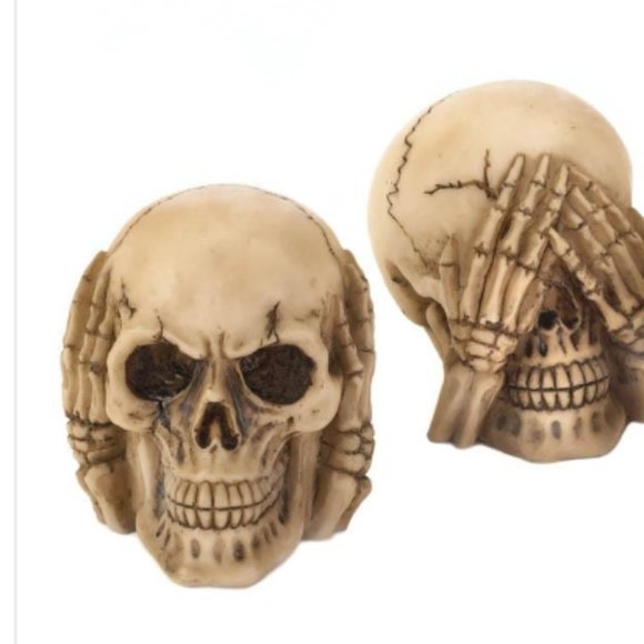 See No Evil Hear No Evil Speak No Evil Skull Set 3pc - Picture 5 of 6